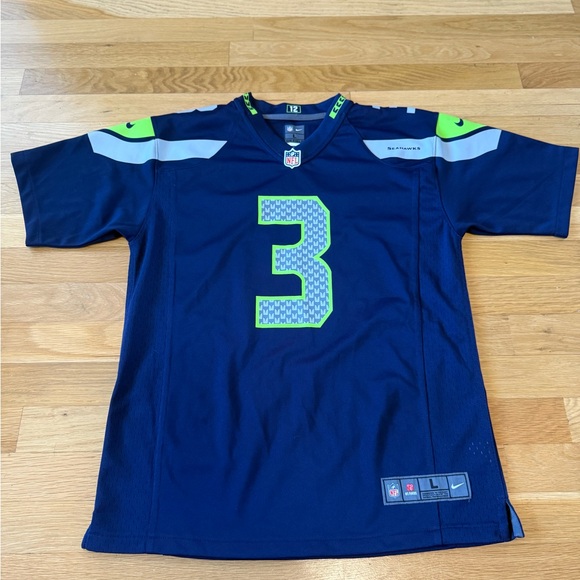 Navy Russell Wilson Seattle Seahawks Nike jersey Youth large NFL Seahawks - Picture 3 of 10